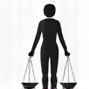 Icona che rappresenta la gestione del peso efficace con una persona stilizzata che si bilancia su una bilancia.